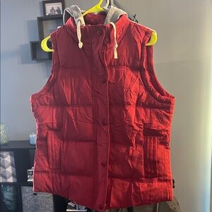 Red Removable Hooded Women's Vest